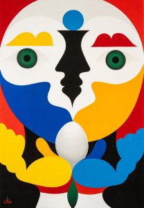 REMED, Rouge visage, 2026, acrylique sur toile, 75 x 52 cm